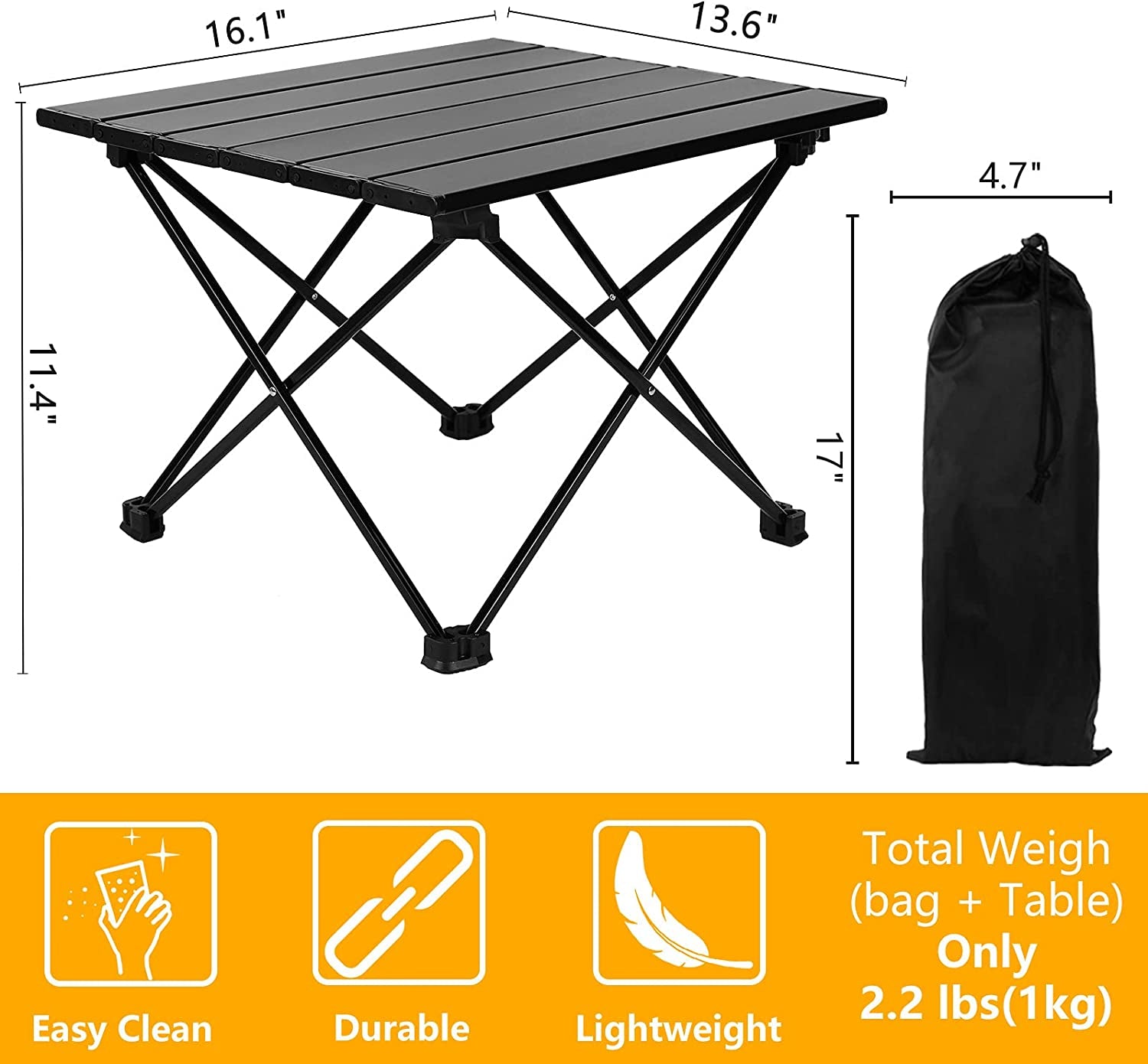 Portable Camping Table Folding Beach Table Portable Picnic Table Aluminum Camp Table Outdoor Backpacking Table Personal Mini Portable Table Camping Tables Fold up Lightweight