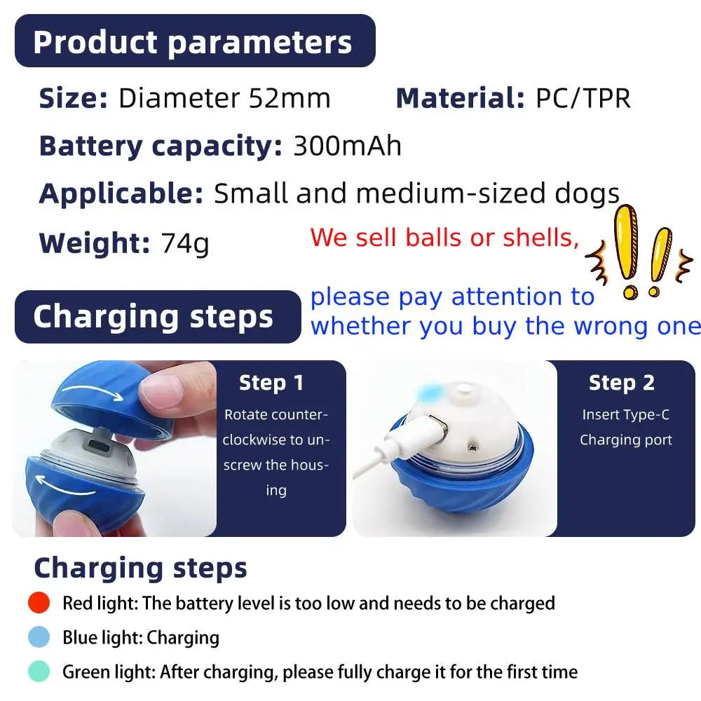 Smart Dog Toy Ball Electronic Interactive Pet Toy Moving Ball & Shell USB Automatic Bouncing for Puppy Birthday Gift Cat Product