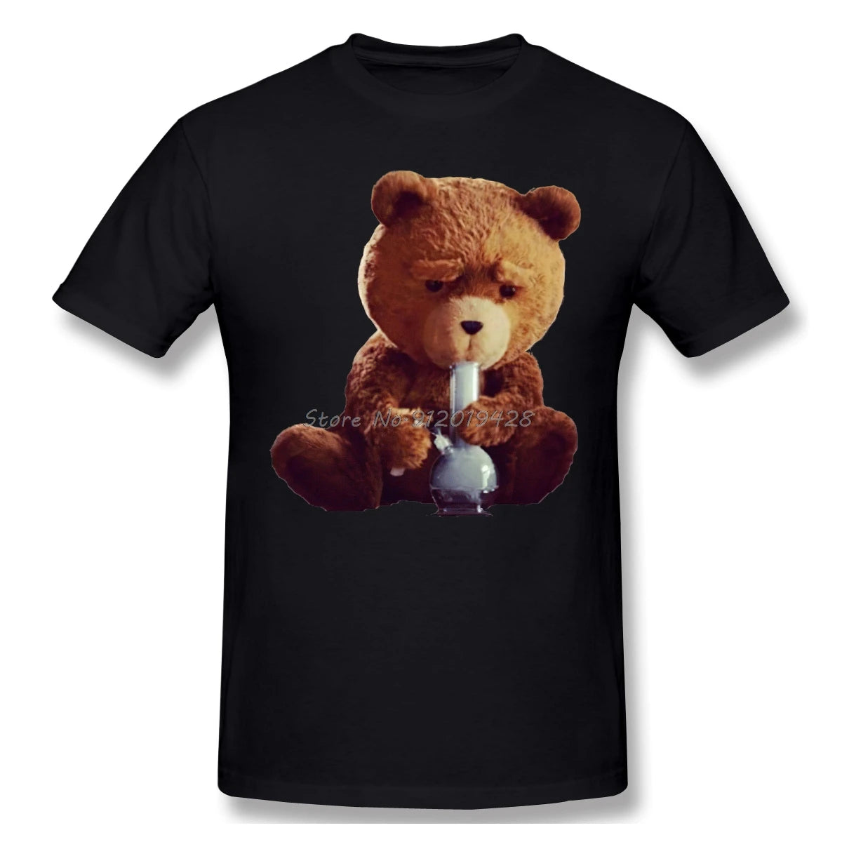 2022 Fashion T Shirts Funny Teddy Bear Smoking Bong Short Sleeve Casual Men Fashion O-neck  Cotton T-Shirts Tee Top