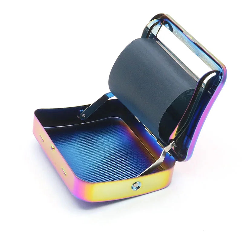 70/78mm Metal Rolling Machine Cigarette Tobacco Roller Box Cigarette Case rainbow silver Accessories for smoking glass bong
