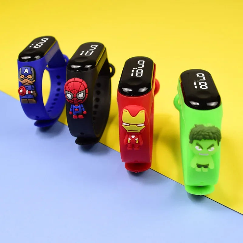 Disney Marvel Spiderman Kids Digital Watch Ironman Figure Children's Spider-Man Sport Touch Electronic LED Waterproof Watch Gift