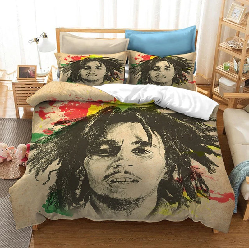 Bob Marley 3D Printed Bedding Set Duvet Covers Pillowcases Comforter Bedding Set Bedclothes Bed Linen(No Sheet)
