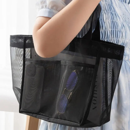 Hollow Large Capacity Makeup Storage Bag Women Multifunctional Mesh Shoulder Bag Travel Transparent Bag Beach Bags