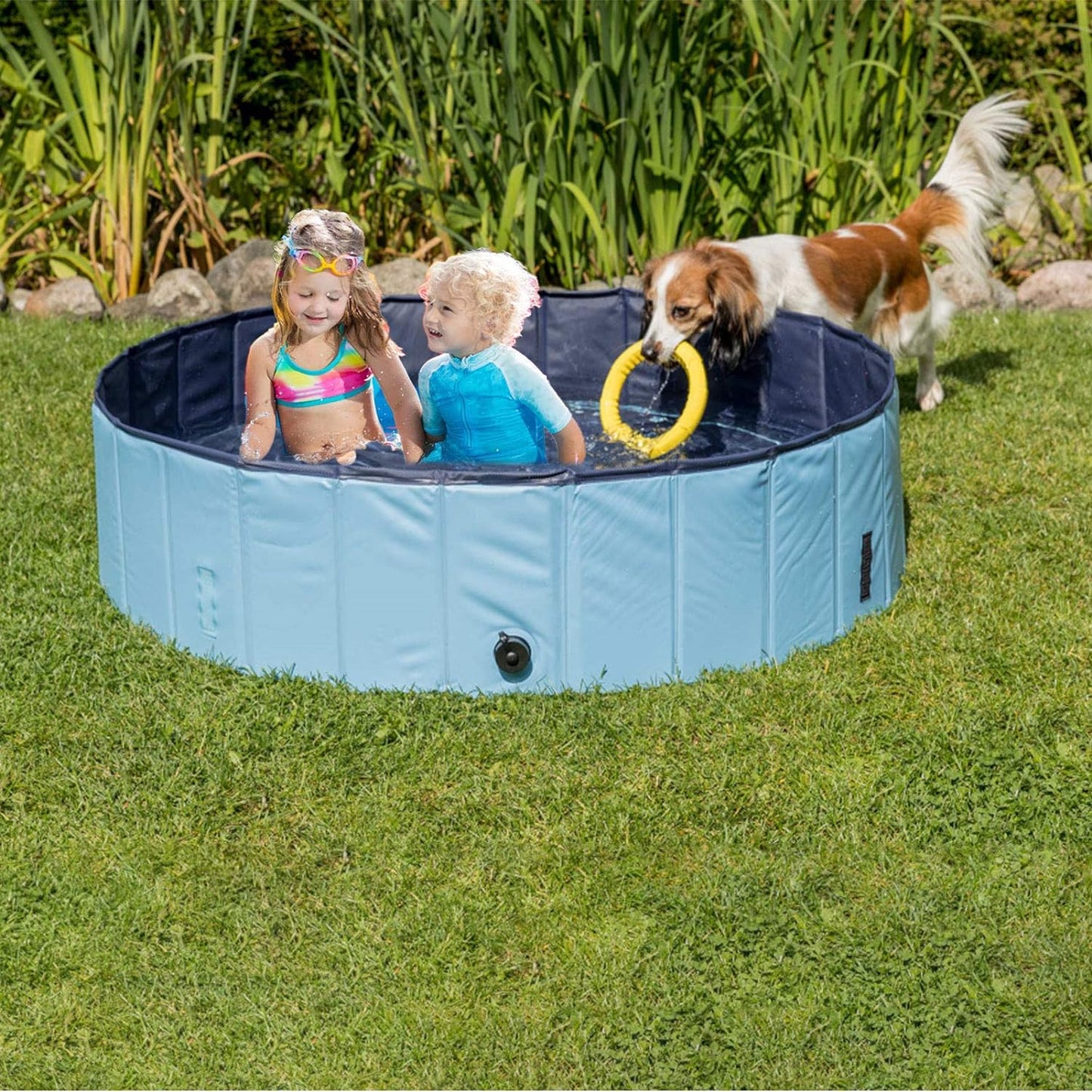 Dog Pool Foldable Pet Outdoor Swimming Pool Collapsible Anti-Slip Hard PVC Pet Paddling Bathtub for Large and Xtra Large Dogs, Kids, Pets((63'' * 12'')/(160Cm X 30Cm))