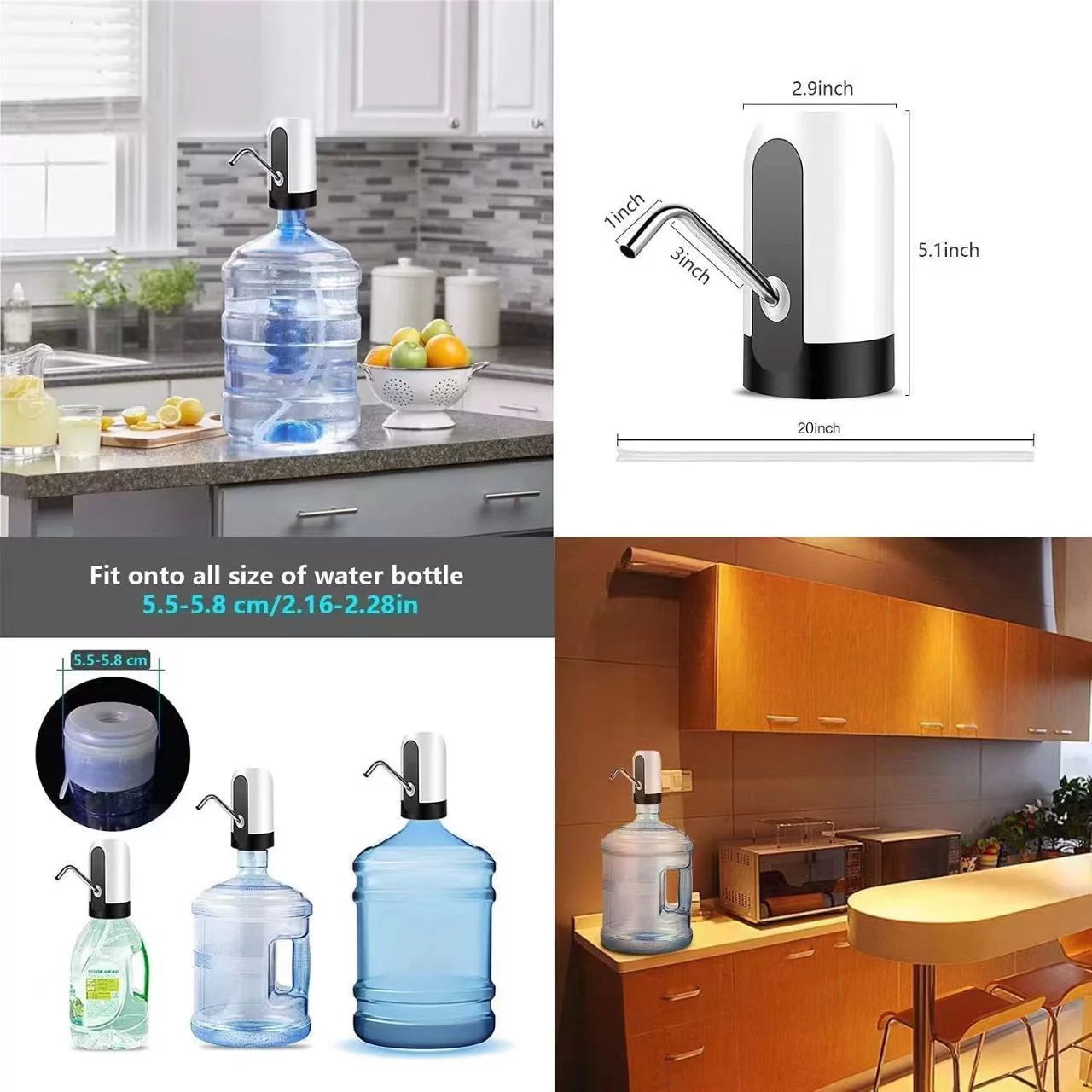 5 Gallon Water Dispenser Water Bottle Pump for 5 Gallon USB Charging Automatic Water Dispenser Portable Electric Water Dispenser for 5 Gallon Bottle